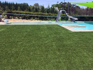 Fake grass around pool